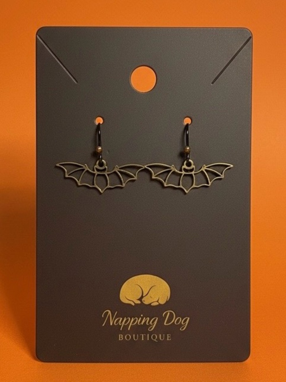 Antique Gold Bat Wing Drop Earrings